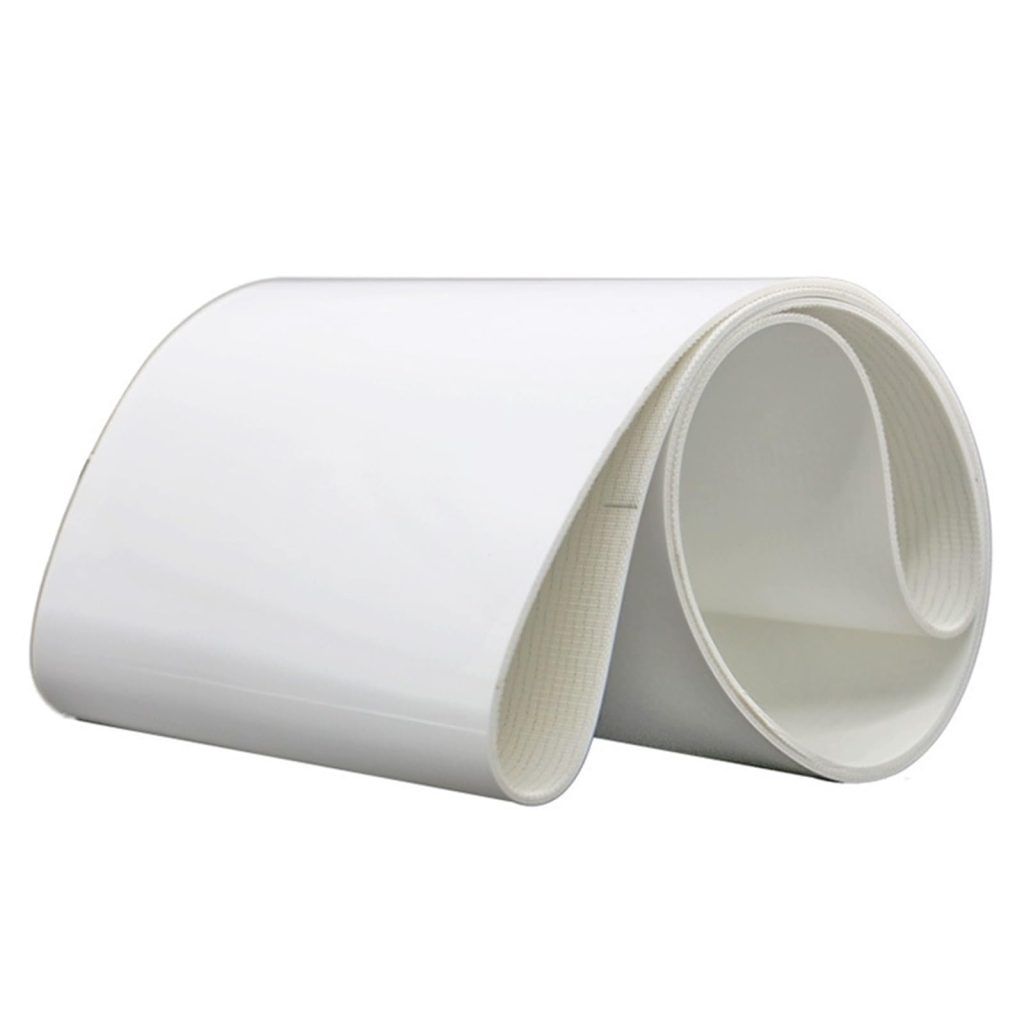 White hygienic belt for food contact conveying