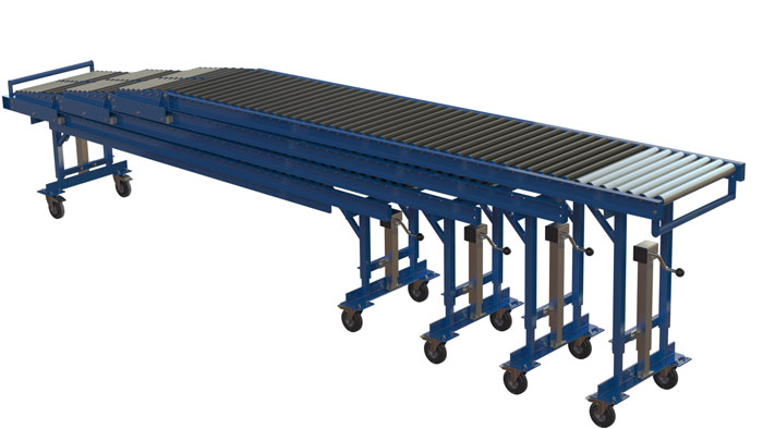 Closed dock conveyor configuration for compact bay footprint