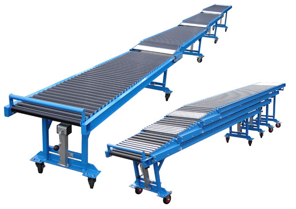 Telescopic conveyors for dock loading and container unloading