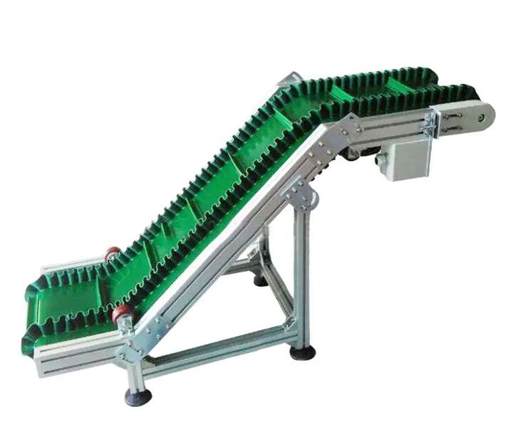Green pvc goose-neck conveyor
