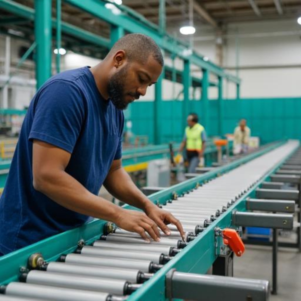 Conveyor roller system for warehousing and distribution lines