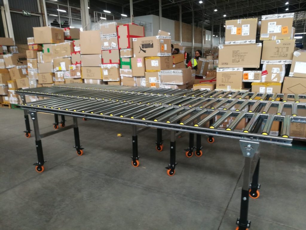 Roller conveyor lanes in a distribution environment in the conveyor supplies africa gallery